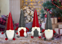Zaves Christmas Gnomes sans visage Figurine elfe en peluche avec chapeau tricoté Décoration de la maison Poupée pour Noël