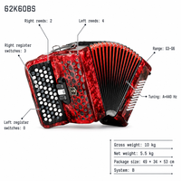 Accordéon à boutons B-System Bayan 60 basses, standard russe professionnel pour la performance folklorique et scénique