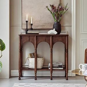 Bàn Console Gỗ Sồi Nguyên Khối Phong Cách Retro, Tủ Để Đồ Hành Lang, Tủ Bên Kiểu Pháp Cho Nội Thất Gia Đình, Hành Lang, Tiền Sảnh - Product Image 5