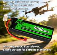 Batterie Lipo TSX Power 3S 11.1V 100C 8000/9000 avec connecteur Deans, étui souple, rechargeable, certifiée CE, pour voiture RC, camion, char, course