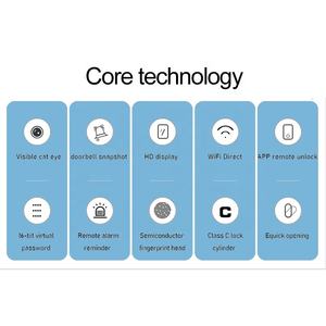 Wifi Tuya נגד גניבה אלקטרוני דיגיטלי Cerradura Inteligente חכם דלת מנעול עם מפתחות ענן מצלמה דלת עץ דלת CN; גואה - Product Image 4