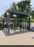 Véranda à toit rétractable automatique haut de gamme, maison en verre coulissante électrique pour terrasse de restaurant et balcon