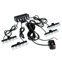 Lumière stroboscopique LED 4 en 1 pour calandre, 22 modes de clignotement, 16W haute luminosité, lampe de signalisation d'urgence multicolore pour la conduite nocturne