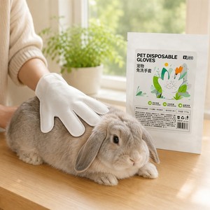 Gants de toilettage jetables sans eau pour lapins, lingettes de bain pour petits animaux et hamsters - Product Image 1