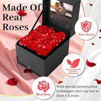 Boîte à cartes de vœux vidéo personnalisée avec écran LCD HD de 7 pouces, boîte à bijoux avec fleurs de rose, boîte cadeau pour mariage, Saint-Valentin, lecteur MP4
