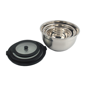 Stainless Steel Salad <b>Bowl</b> Set <b>with</b> Glass <b>Lid</b>, 3 Pieces, <b>Mixing</b> <b>Bowls</b> for Serving, Cooking, Baking, Storage - Product Image 6