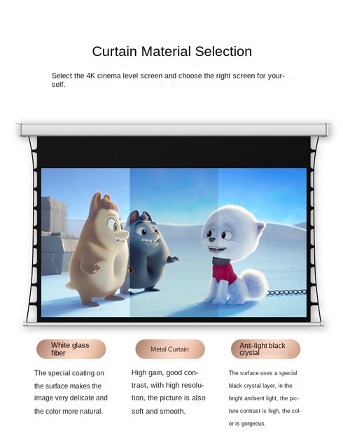 Factory Wholesale High-definition Electric Projection Screen 120 Inch 16:9  with Tab-tension Remote Control