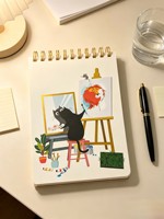 Großhandel Katzenmuster Goldenes Doppeldrahtgebundenes Notizbuch Vollfarbiges Cartoon-Tier-Kunststudio Hardcover-Tagebuch als Geschenk für Studenten