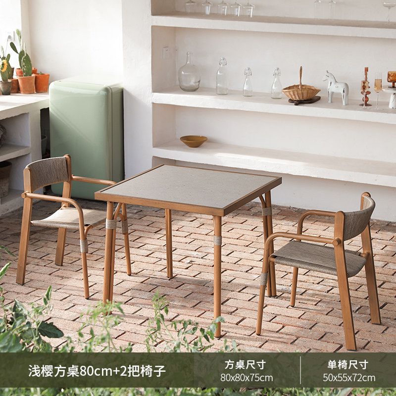 Table carrée de 80 cm [une table et deux chaises]