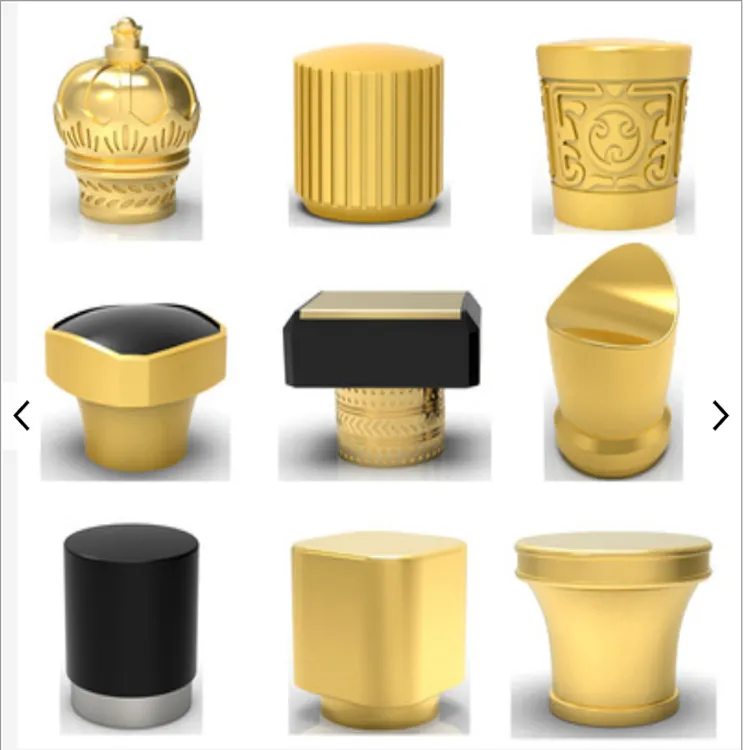Chinese manufacturer supplies luxury 15mm metal perfume bottle cap Zamak gold bottle cap logo engraving