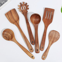 Ustensiles et appareils de cuisine en bois de teck spatule pelle qui fuit cuillère à fente accessoires outils de cuisine à domicile