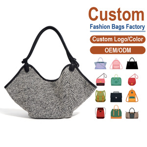Customizable Striped Woven Natural Fiber <b>Shoulder</b> Bag Single <b>Strap</b> Waterproof & Anti-Theft | for Summer & Vacation Styling - Product Image 1