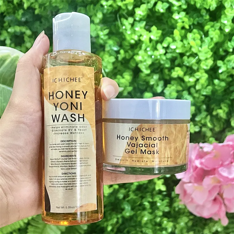 Honey yoni wash Organic vaginal ph balance private label igiene femminile intimo vagina probiotici schiuma wash gel kit all'ingrosso