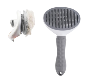 فرشاة شعر للحيوانات الأليفة (الكلاب والقطط) مع زر تحرير - فرشاة ذاتية التنظيف من البلاستيك ABS تعمل بالبطارية أداة تمشيط للحيوانات الأليفة لتساقط الشعر والعناية به - Product Image 1