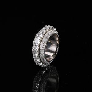 Nhẫn nam Fealux Hip Hop đính đá lấp lánh, bạc 925, kim cương Moissanite - Product Image 6