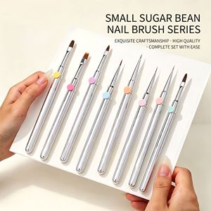 Ensemble de pinceaux à ongles à pointe amovible, manche en métal, poils en nylon doux, pour la manucure professionnelle en salon, la peinture, le design et le travail du gel sur les ongles - Product Image 2