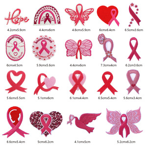 Graziose attività di pubblica utilità Slogan donna seno salute <span class=keywords><strong>nastro</strong></span> rosa logo ferro su toppe ricamate - Product Image 2