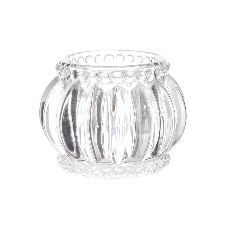 Atacado decoração em forma de coroa extravagante vidro vela suporte de vidro