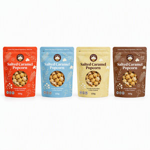Bolsa de Mylar de Grado Alimenticio con Ventana para <span class=keywords><strong>Palomitas</strong></span> de <span class=keywords><strong>Caramelo</strong></span> <span class=keywords><strong>Salado</strong></span> de 150g, con Logotipo Personalizado, para Venta al por Mayor B2B - Product Image 2