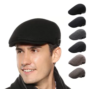 High Quality Men's Fashion Retro Wool Newsboy Golf Beret Flat Ivy Herringbone Duckbill Hat