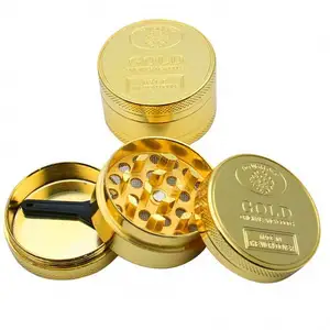 Wholesale grinder acsesories-Wholesale Alloy Herbal Herb Tobacco Grinder Spice Weed Grinders Smoking Pipe Accessories Gold Smoke Cutter