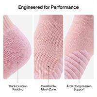 Chaussettes de sport athlétiques pour femmes avec soutien de la voûte plantaire, talon et orteils rembourrés, évacuation de l'humidité et maille respirante