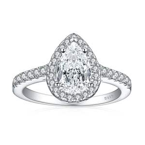 Женское 925 Обручальное кольцо из стерлингового серебра с грушевидным вырезом и цирконием - Product Image 6