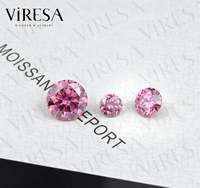 Viresa – Pierres de Moissanite Rose en Vrac de 0,5 à 5 carats, Taille Ronde, Gemmes Colorées Certifiées pour la Fabrication de Bijoux