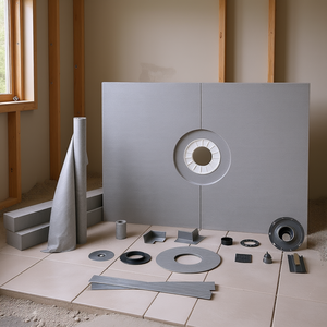 Kit de ducha de ABS de 60x48 pulgadas con membrana impermeable y rejilla de acero inoxidable para desagües, diseño moderno, forma rectangular. - Product Image 2