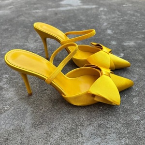 Sandali Donna Estivi 2025 Nuovo Stile con Tacco a Spillo, Punta Affusolata, Fiocco e <span class=keywords><strong>Fascia</strong></span> <span class=keywords><strong>Elastica</strong></span> Francese, Modello Open-back Squisito <span class=keywords><strong>per</strong></span> Commercio Estero - Product Image 2