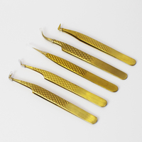 Pince à épiler professionnelle pour extensions de cils MANJESEN modèle 002, couleur or champagne, micro-précision, acier inoxydable, pointe lisse, droite