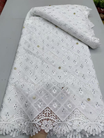 Dentelle africaine brodée NI.AI avec strass, dentelle en cordon de chiffon nigérian, tissu pour robes de mariage et de fête