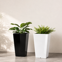 Pot de fleurs carré conique en résine PP de 21 pouces, avec trou de drainage, pour usage intérieur et extérieur, décoration de la maison, du patio, du hall et du jardin