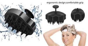 2024 Venta caliente forma de calabaza cabeza negra masaje de cuero cabelludo cepillo de champú de silicona para mujeres - Product Image 6