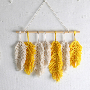 Tapiz Decorativo Boho Hecho a Mano para Colgar en la Pared, con Hojas Tejidas de Algodón, para Cabecera, Puerta o Porche - Product Image 2