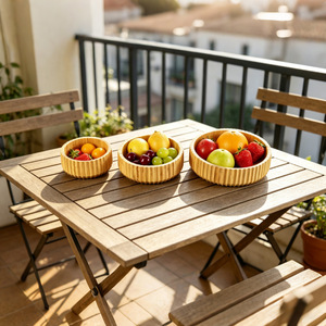 Juego de Platos para Frutas de Bambú, 3 Piezas, Bandeja de Servir con Patrón de Madera Natural, Uso Residencial - Product Image 1