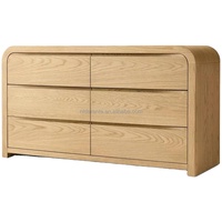 Commode Courbe Moderne en Chêne Sovereign à 6 Tiroirs, Grande Armoire de Rangement, Meuble de Chevet Minimaliste de Luxe pour Chambre avec Poignées Intégrées