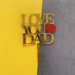 ท็อปเปอร์เค้กอะคริลิค รูปน้ำผึ้งและหวานๆ สุขสันต์วันเกิด พ่อ รักคุณ พ่อ ซุปเปอร์แด๊ด ของตกแต่งเค้กสำหรับวันพ่อและวันเกิด - Product Image 2