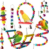 2024 Cage à oiseaux de luxe en bois, Station de balançoire, Ensemble de jouets à mordre pour perroquets, Fournitures et jouets pour oiseaux combinés pour l'exportation