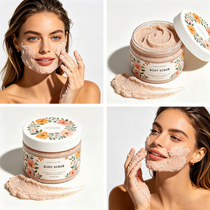 Set <span class=keywords><strong>de</strong></span> exfoliantes <span class=keywords><strong>de</strong></span> espuma con aloe, café, materiales rojos caseros, arroz y manteca, con empaque cuadrado, MOQ, Au Foam Scrubs - Product Image 4