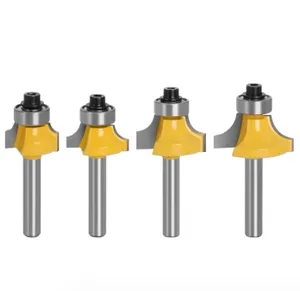 1/4 shank 6 shank Fillet Cutter Set Of Four Woodworking Milling Tools Chamfering Cutter R Corner Cutter Trimmer