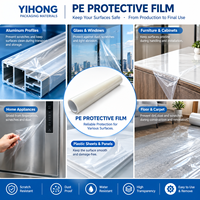 Film de protection PE de 0,05 mm d'épaisseur pour produits ménagers, protection de surface lisse, film PE haute résistance, qualité industrielle