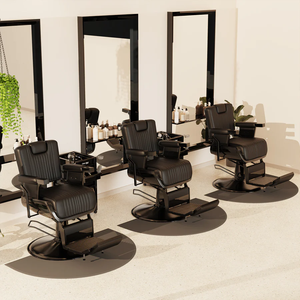 Silla de peluquero de hielo negro Capone, silla de corte de pelo plegable, clásica, para peluquería, reposapiés ajustable - Product Image 6