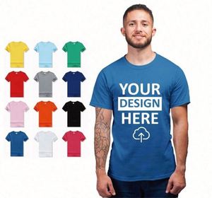 Solid Color 210Gsm 100% Cotton High Quality Custom Printed Plain Round Neck T-Shirt Graphic Knitted T-Shirts - Product Image 1