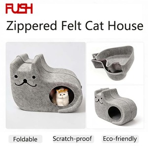 Neu eingetroffen: Filz-Katzenbett, faltbares Haus, Haustiernest, langlebig, gemütlich, Kratzfest, Innenmöbel für große Katzen - Product Image 1
