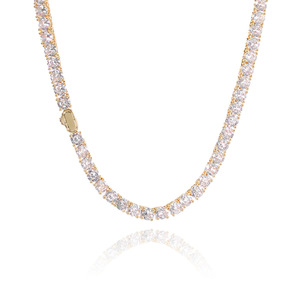 Custom <b>Iced</b> <b>Out</b> Geometric Bezel Set Moissanite Link Tennis <b>Chain</b> 18K Gold Plated 925 Sterling Silver Hip Hop Jewelry - Product Image 5