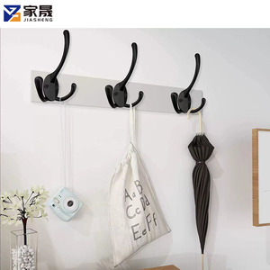 Porte-manteau mural Jiasheng à trois crochets en alliage de zinc noir mat - Product Image 4