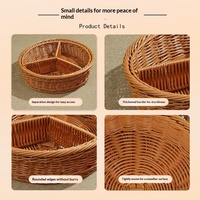 Corbeille de rangement pour fruits en plastique tressé souple, compartimentée et amovible, au design minimaliste, pour table basse de salon et collations