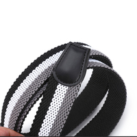 Ceinture unisexe extensible tressée en tissu extensible avec garniture en cuir, ceinture de golf décontractée à rayures avec boucle en alliage