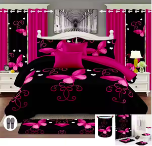 Juego de Cama Moderno Estilo Americano de 24 Piezas Tamaño King, Colcha Ultrasónica de Microfibra de Calidad con Cortinas Estampadas - Product Image 4
